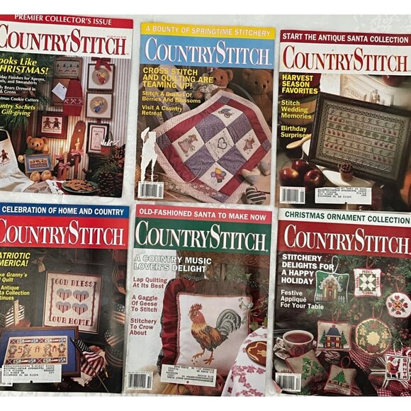 Vintage Country Stitch Cross-Stitch Magazine Collection 1991‎ Set  of 5 - Picture 1 of 7